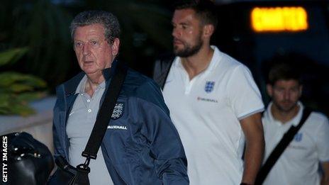 Roy Hodgson arriving at the team hotel