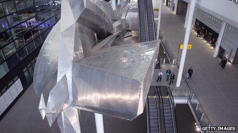 British artist Richard Wilson's new artwork "Slipstream" at Heathrow's Terminal 2