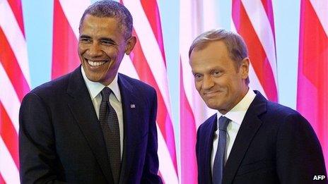 Obama and Donald Tusk, Polish PM