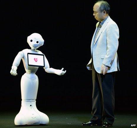 Masayoshi Son with Pepper robot