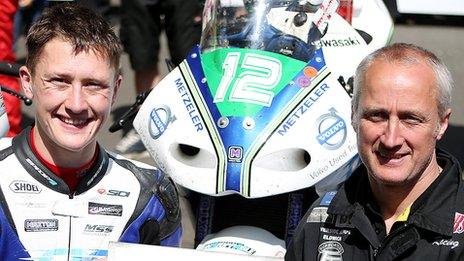 Dean Harrison with his father Conrad at the TT races