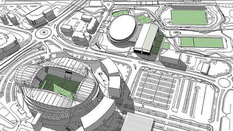 Artist's impression of the redevelopment around the Reebok Stadium