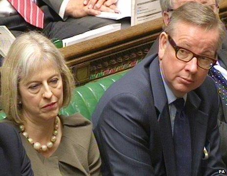 Theresa May and Michael Gove in the Commons