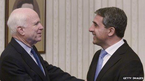 Bulgarian president Rosen Plevneliev and US senator John McCain