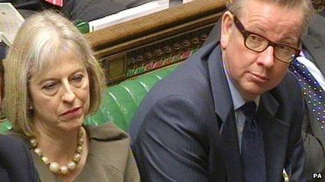 Home Secretary Theresa May and Education Secretary Michael Gove in the Commons