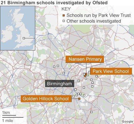 Map of 21 schools