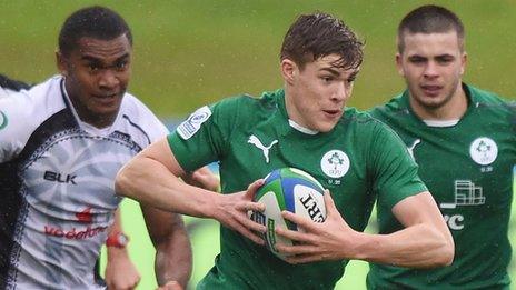 Ireland centre Garry Ringrose in action for Ireland against Fiji