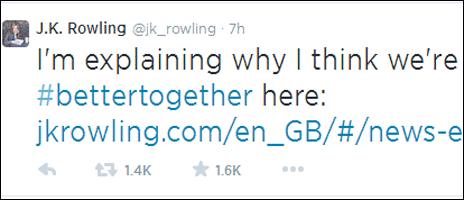 JK Rowling tweet