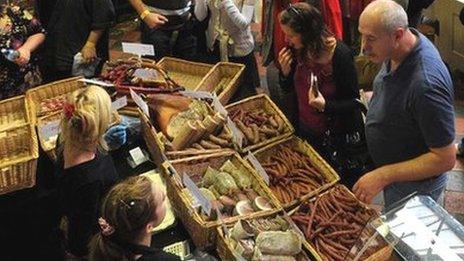 Abergavenny Food Festival scene in the Market Hall