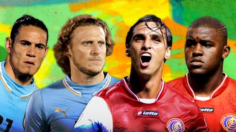 Edinson Cavani, Diego Forlan, Bryan Ruiz, Joel Campbell