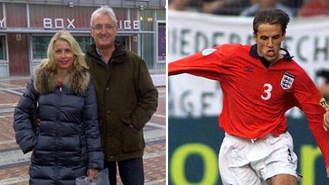 Phil and Bev Neville (left) and Phil Neville (right)