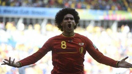 Marouane Fellaine celebrates