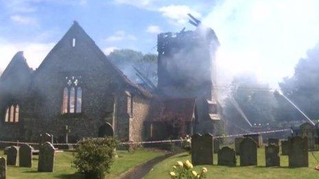 Fire at Ropley church