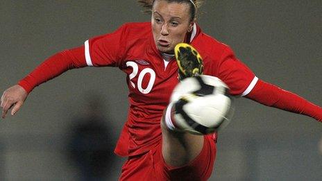 Natasha Harding in action for Wales