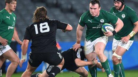 Peter Dooley on the attack for Ireland