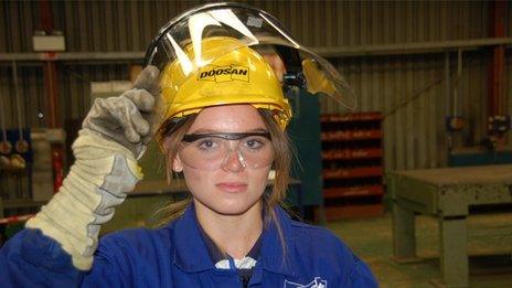 Girl in protective gear