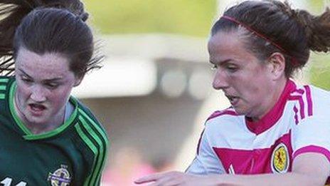 Northern Ireland's Aimee Mackin in action against Hayley Lauder