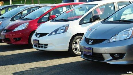 Honda fit cars on display