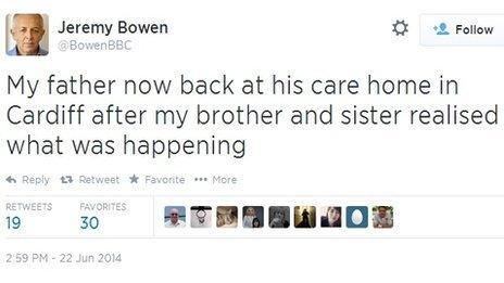 Jeremy Bowen's tweet