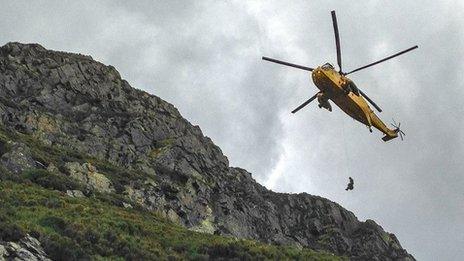 The man was taken to hospital by an RAF helicopter