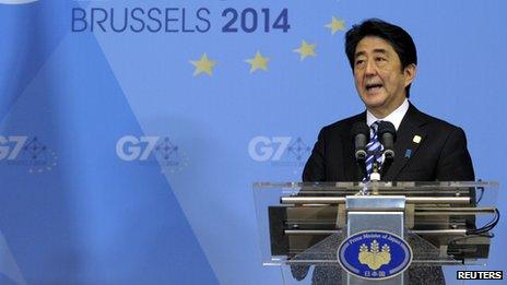 Shinzo Abe at the G7 summit in Brussels