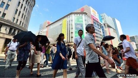 Shoppers in Tokyo's Ginza district