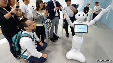 Humanoid robot 'Pepper', jointly developed by Japan's mobile carrier SoftBank