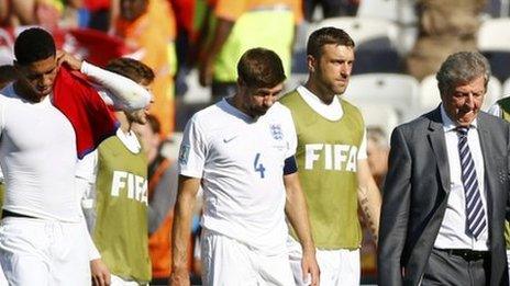 England players and coach Roy Hodgson