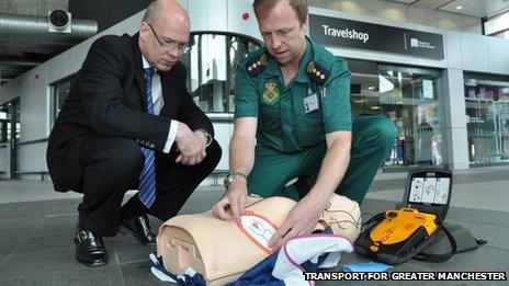 Defibrillator at bus station