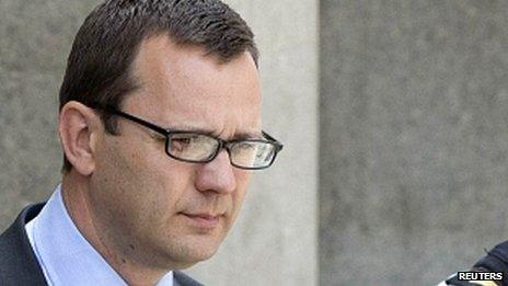 Andy Coulson leaving the Old Bailey