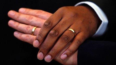 Ringed male hands