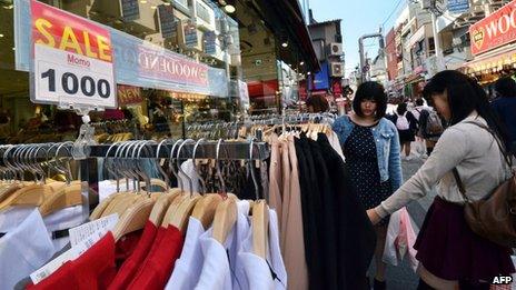 People shopping in Japan