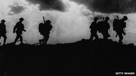 Soldiers head to the trenches