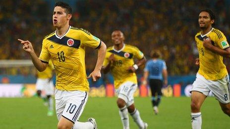 James Rodriguez celebrates after scoring