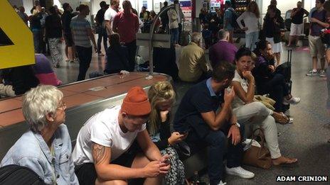 Passengers waiting at Gatwick