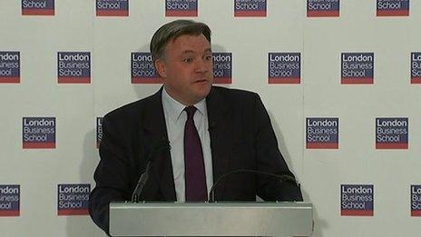 Ed Balls speaking in central London