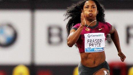 Shelly-Ann Fraser-Pryce competing in the Diamond League