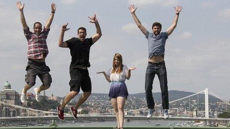 Tamas Kiss (second left) and Piqniq founders in Budapest
