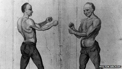 Jack Slack squares up to Jack Broughton in an English bare knuckle championship bout