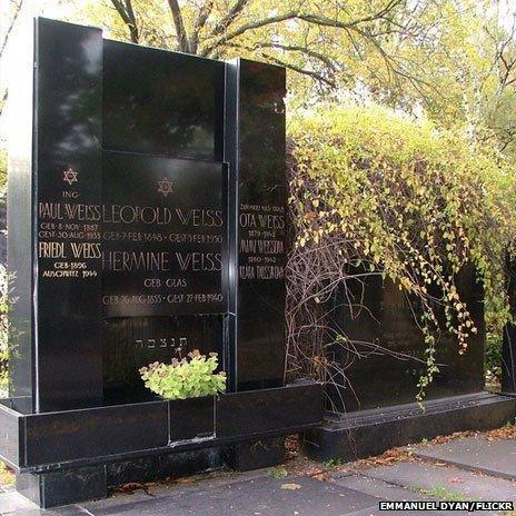 A grave in Brno's Jewish cemetery