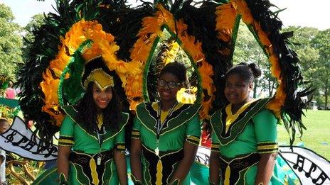 People taking part in the Caribbean carnival parade in Leicester