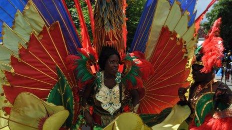 People taking part in the Caribbean carnival parade in Leicester