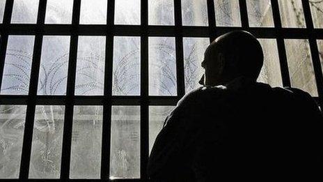 Man looking out of prison