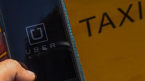 Taxi and Uber logos