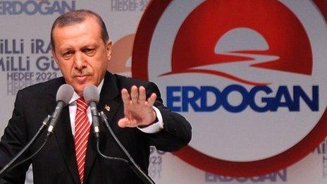 Turkey's Prime Minister and presidential candidate Recep Tayyip Erdogan delivers a speech during a campaign rally in Istanbul (11 July 2014)