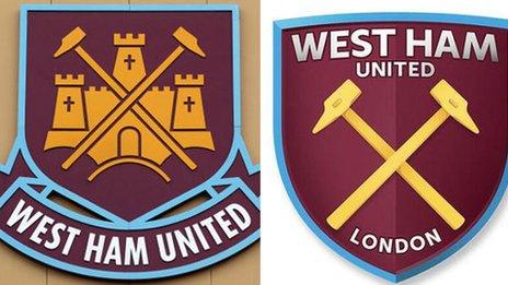 West Ham's current crest and proposed redesign