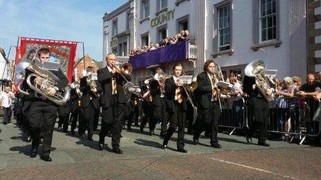 Bands at the Durham Miners' Gala