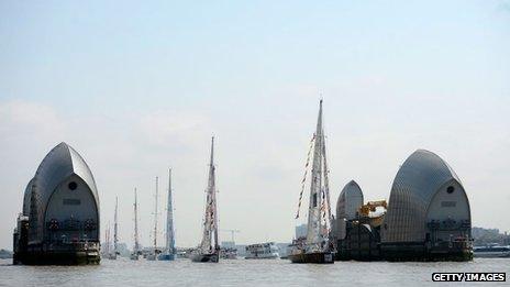 Boats in Round the World Race Finish