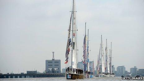 Boats in Round the World Race Finish