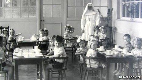 Nun and school children at the Sean Ross Abbey, one of the institutions likely to be included in the Irish inquiry (file photo from the 1950s courtesy of Brian Lockier)